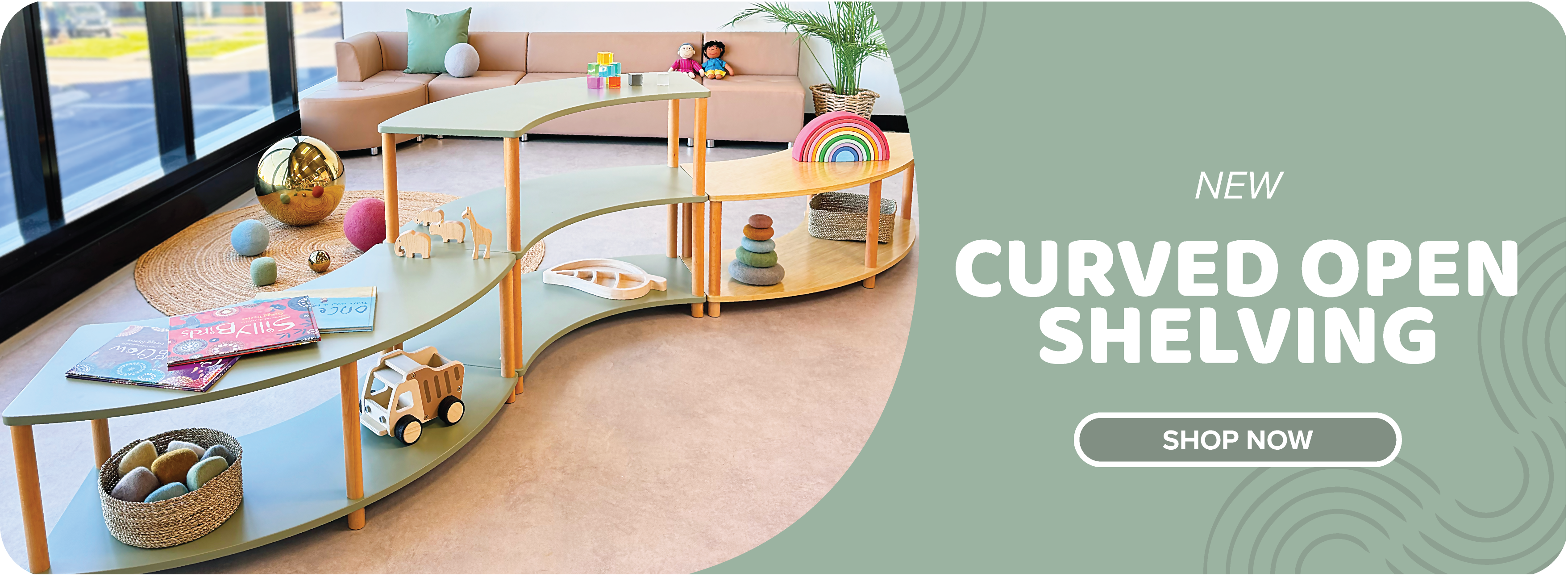 Curved Open Shelving