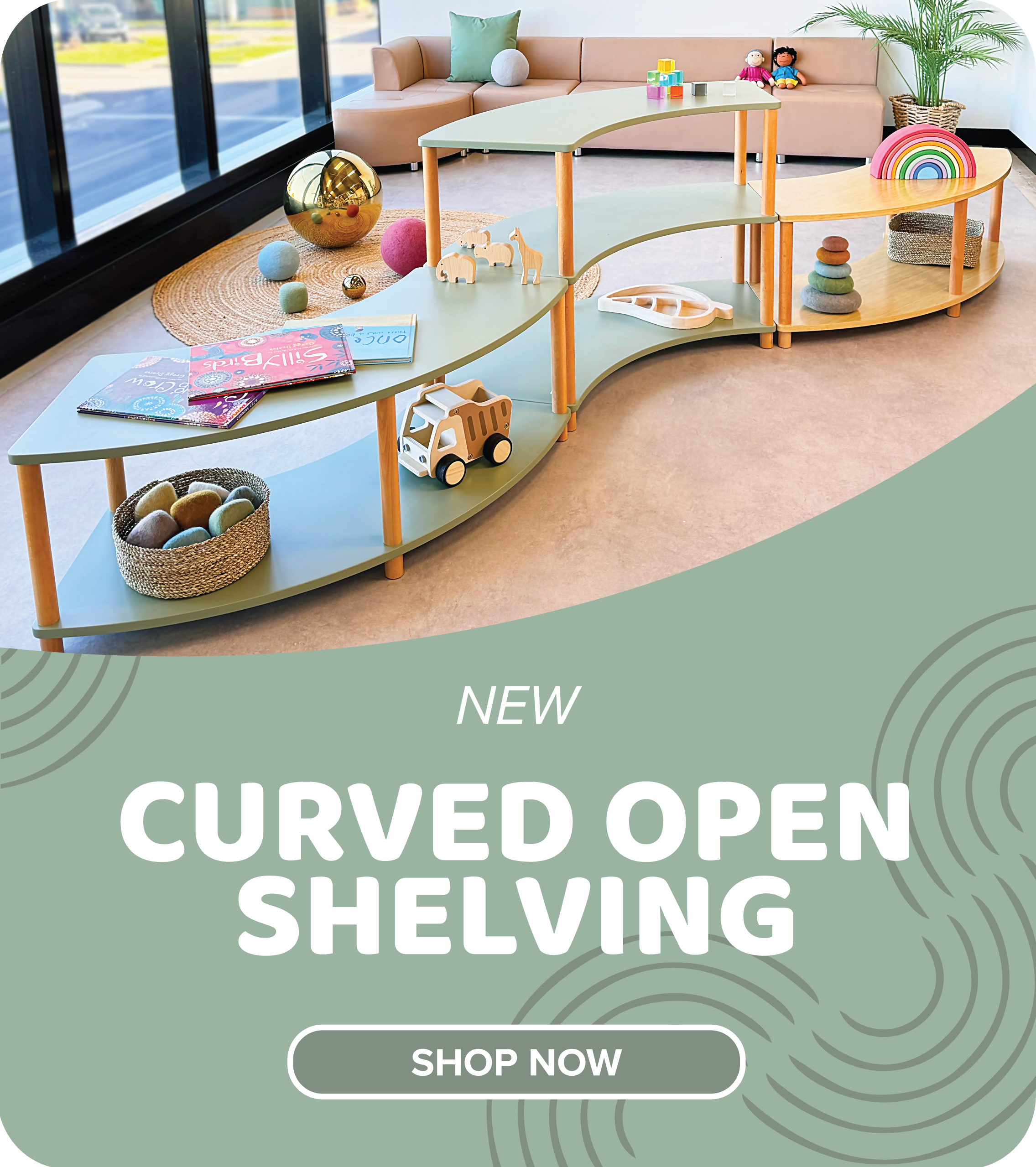 Curved Open Shelving
