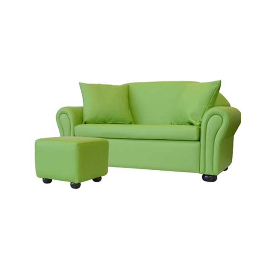 Double Sofa and Ottoman Green Vinyl